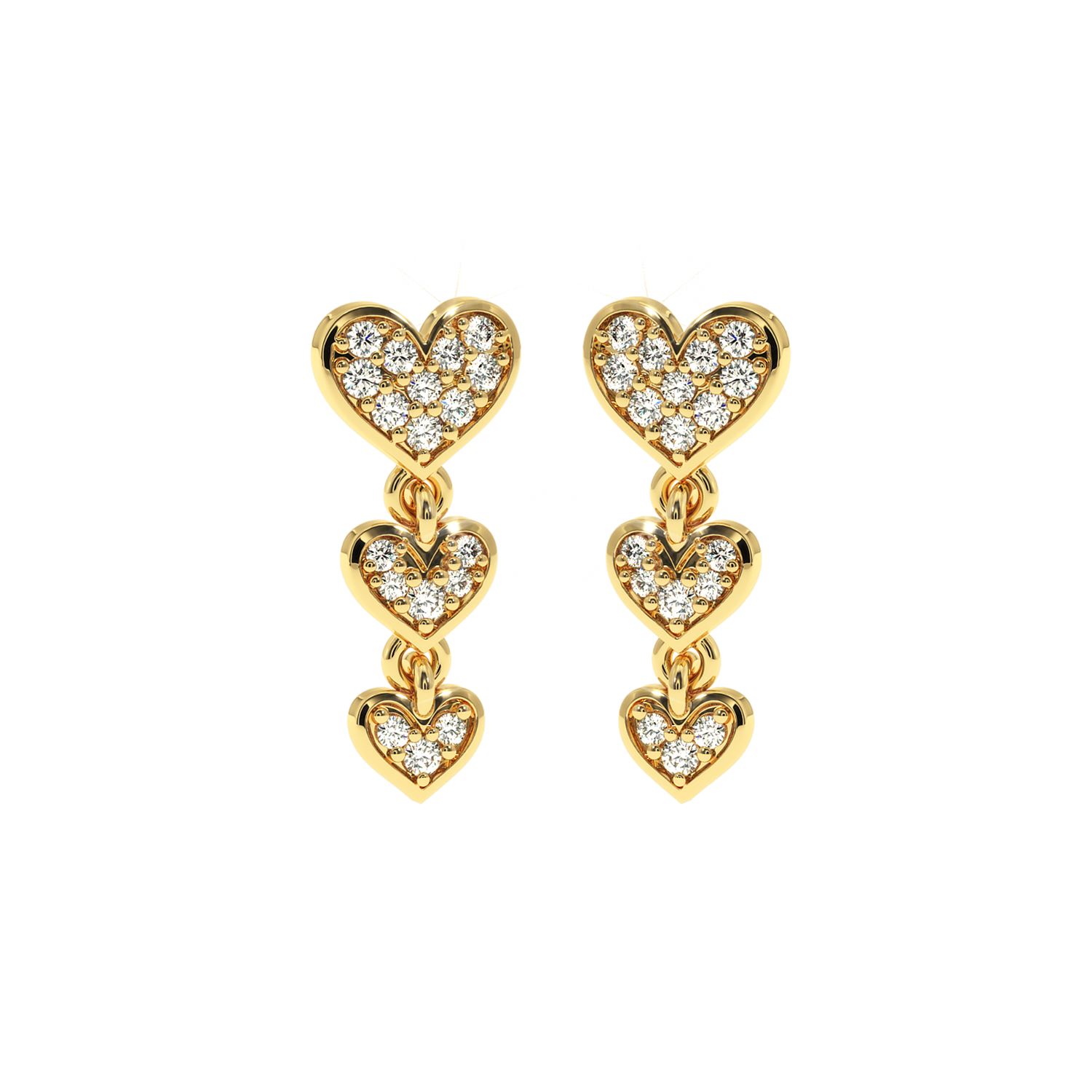Buy Triple Heart Diamond Earrings 0.28Ct | Solitairekart